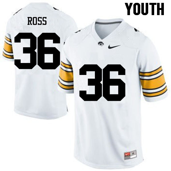 Youth Iowa Hawkeyes #36 Brady Ross College Football Jerseys-White